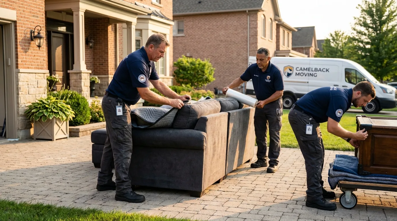Large estate moving crew wrapping furniture in Arnold, CA